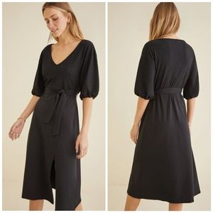 NWT Amour Vert Black Ribbed Abby Midi Dress